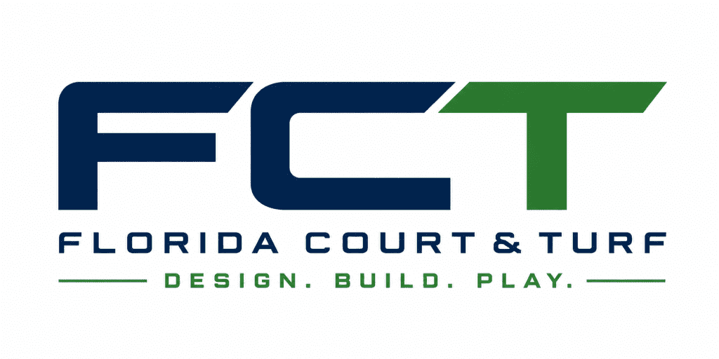 Florida Court & Turf horizontal logo in navy and green